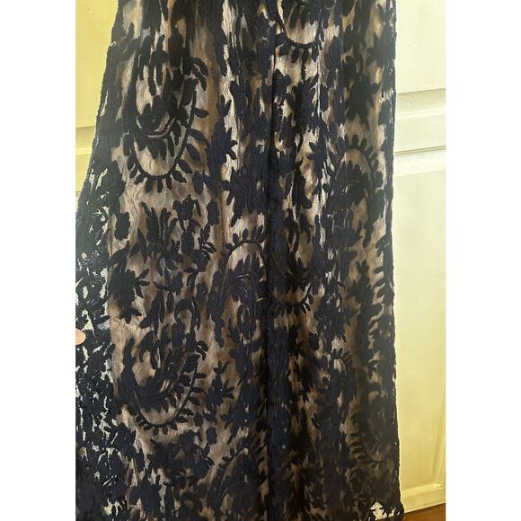 Adrianna Papell Dress Size 2 Navy Blue Lace Formal Sleeveless Evening Gown Maxi - Picture 9 of 16
